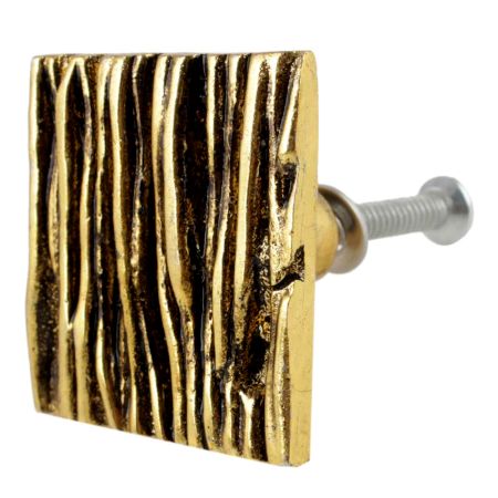 Square Bark Shape Antique Golden Aluminium Dresser Knob